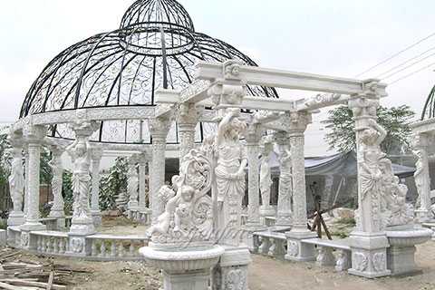 Popular designs outdoor marble carving garden luxury gazebo