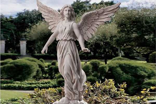 Large Hand Carved Marble Angel Statue