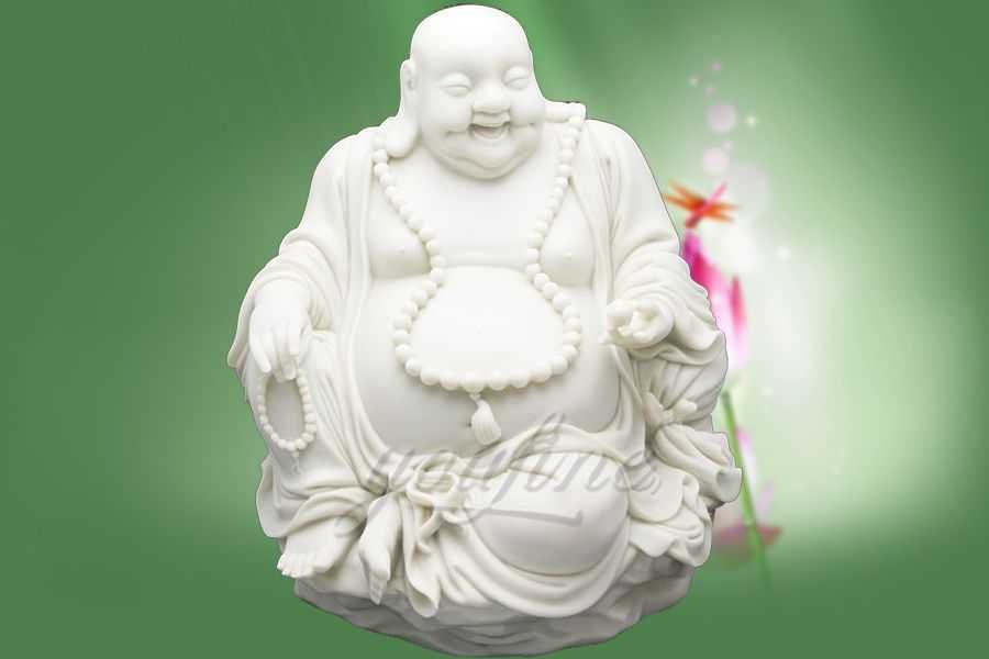 Decorative White Marble Laughing Buddha Statue