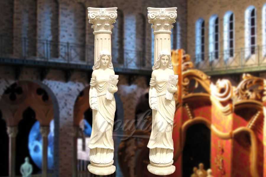 High quality marble columns with statue for wedding decoration