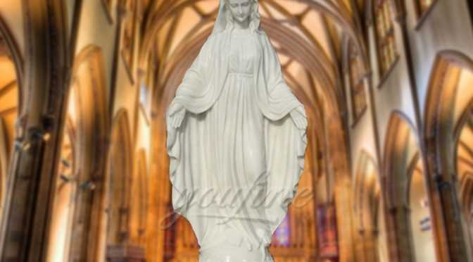 Saint respected White Marble Stone Virgin Mary Statue