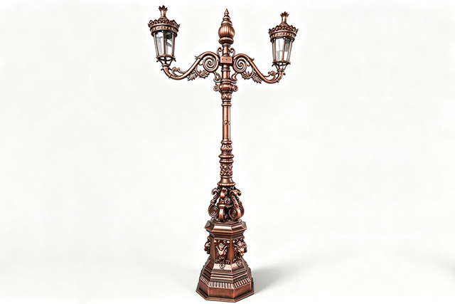 European 7 Feet 2 Light Cast Iron Lamp Post