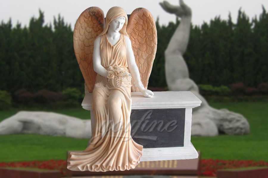 Marble Stone Sitting Angel Tombstone Customized