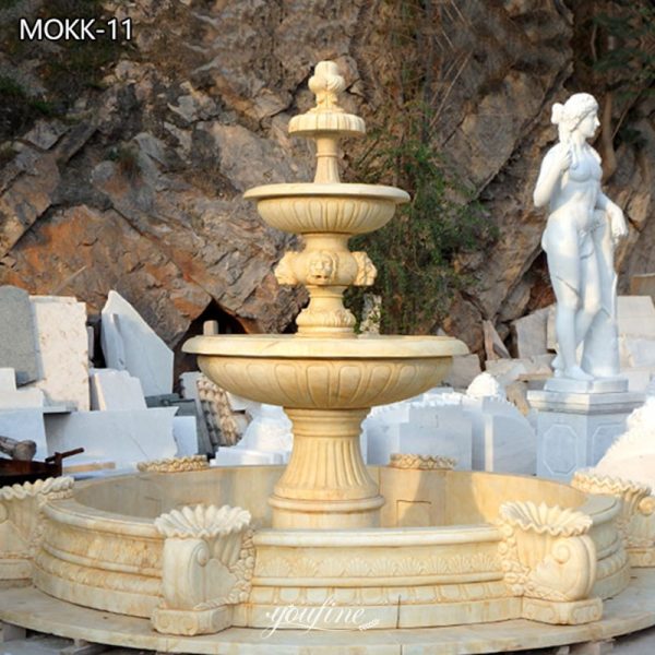 3 Tier Beige Marble Lion Head Fountain Factory Directly Sales MOKK-11
