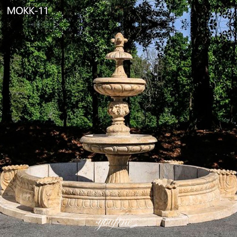 3 Tier Beige Marble Lion Head Fountain Factory Directly Sales MOKK-11