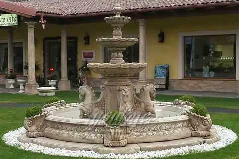 Antique yellow Marble Outdoor Horse Garden Water Fountains