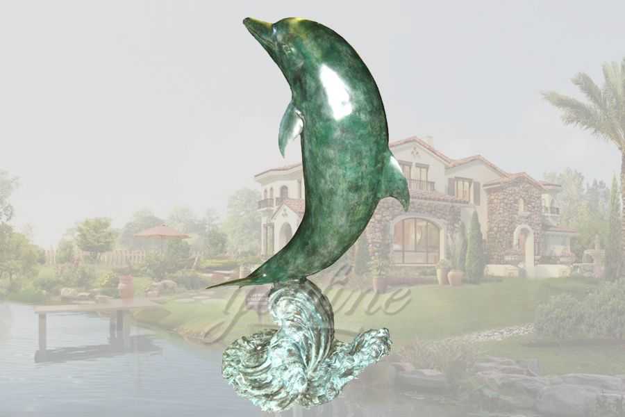 Life size garden bronze dolphin sculpture