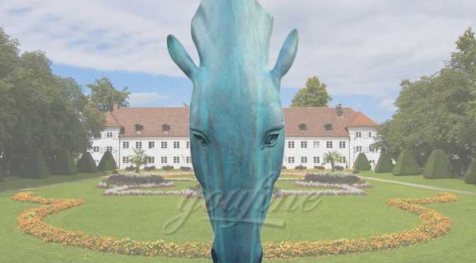 Large Garden Bronze Horse Head Statue