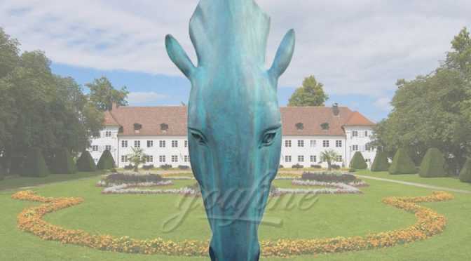 Large Garden Bronze Horse Head Statue