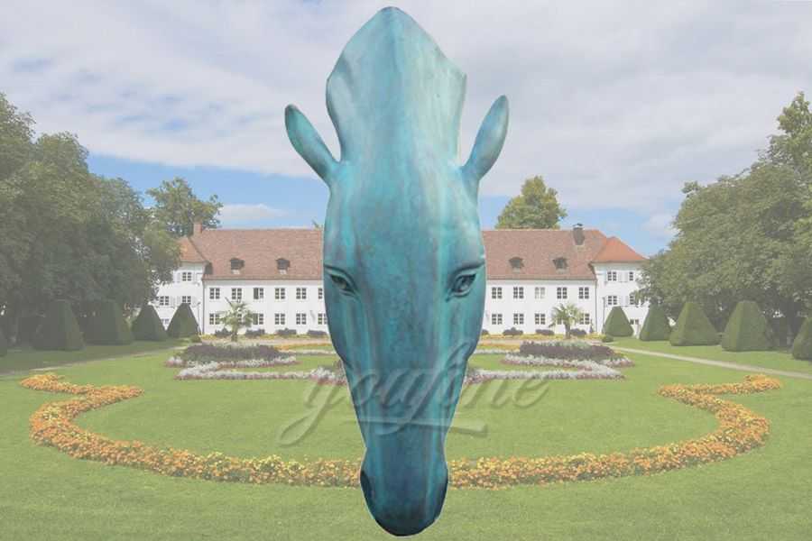 Large Garden Bronze Horse Head Statue