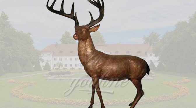 outdoor garden life size brass deer sculpture