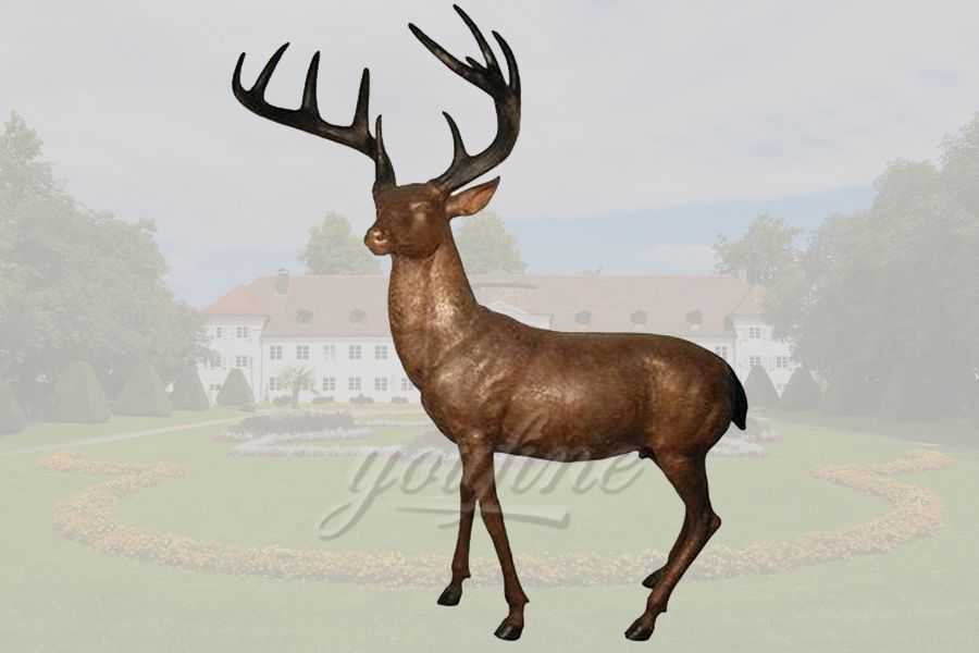 outdoor garden life size brass deer sculpture