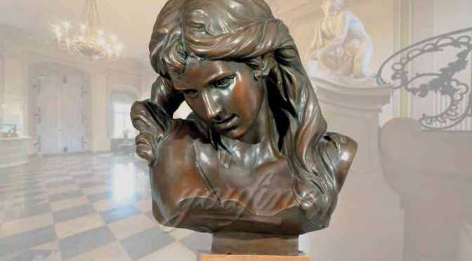 Elegant decorative indoor bronze girl bust statue for sale