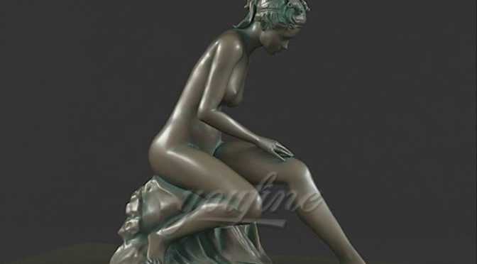 Decorative Life Size Outdoor Sitting Sexy Bronze Girl Nude Statues