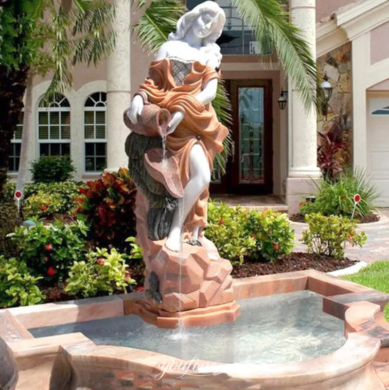 Beautiful Maiden Garden Marble Statue Water Fountain