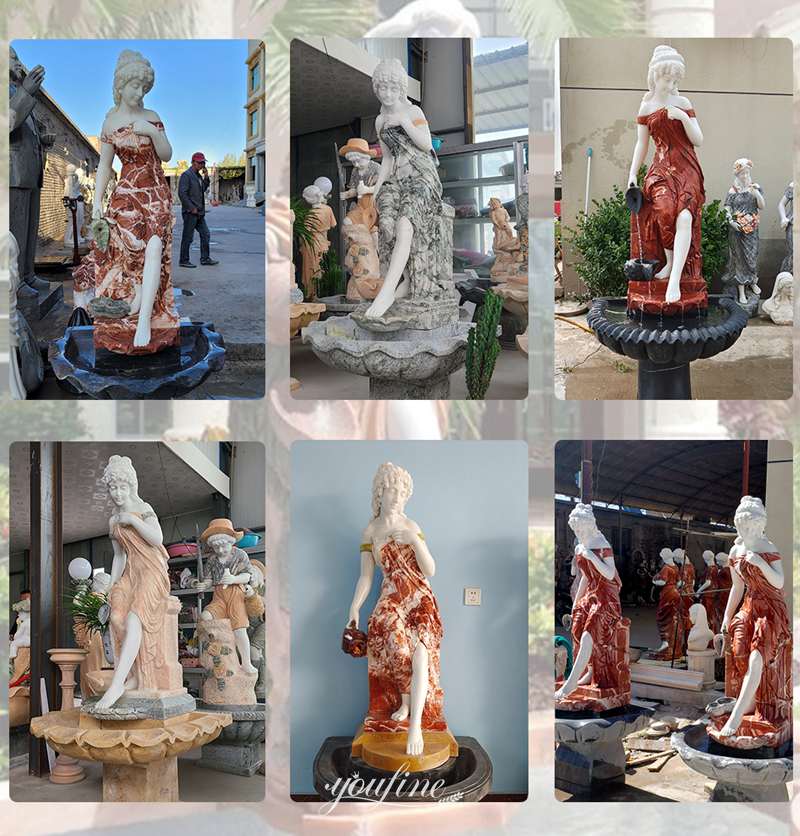 Beautiful Maiden Garden Marble Statue Water Fountain