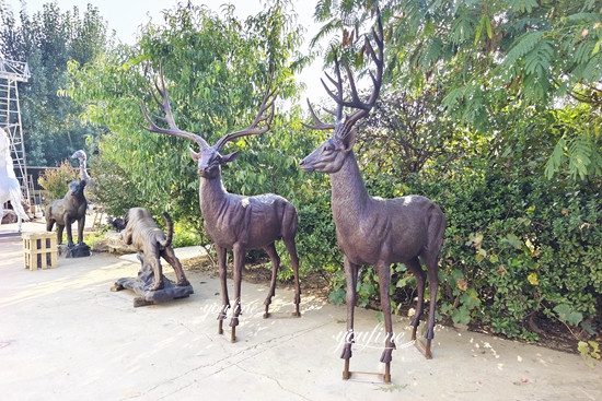 Bronze deer statues for outside