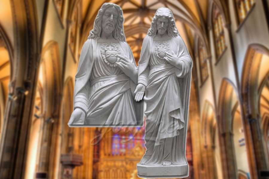 Carved Life Size Sacred Heart Marble Jesus Statue for Sale