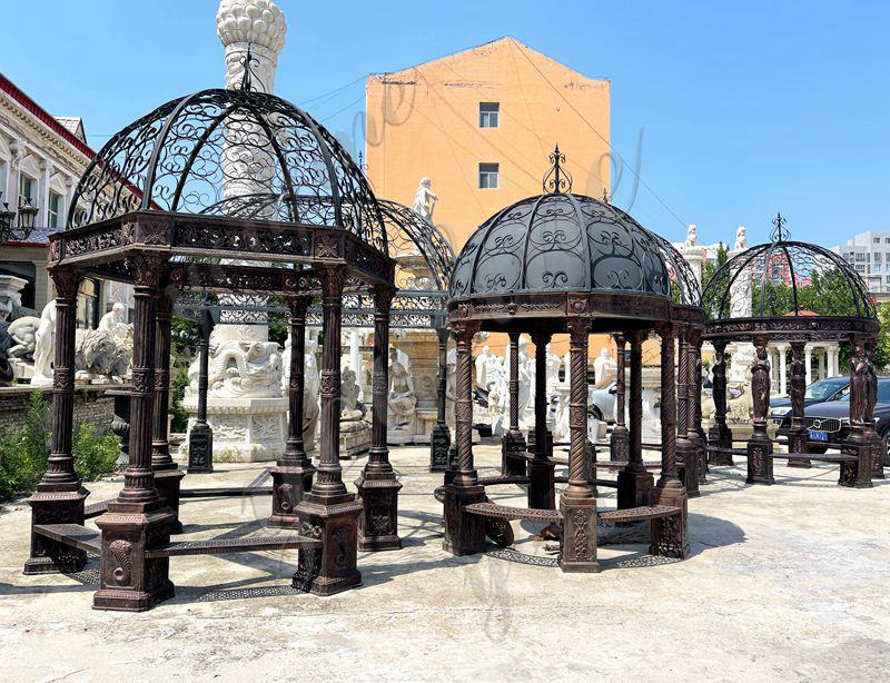 Classic and ornate casting iron gazebos for garden beauty