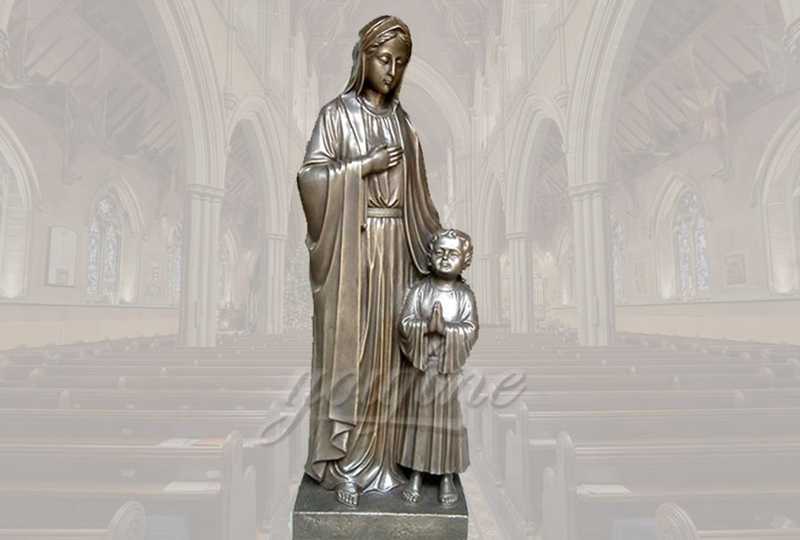 Classical Life Size Religious Bronze Mary and Baby Jesus Statue for Church