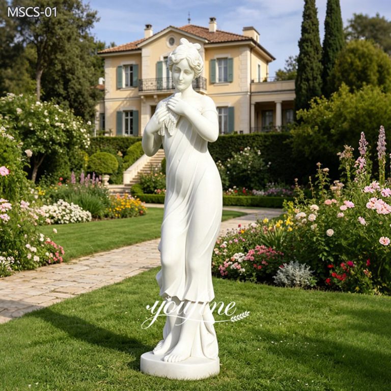 Classical Veiled Woman with a Dove Statue