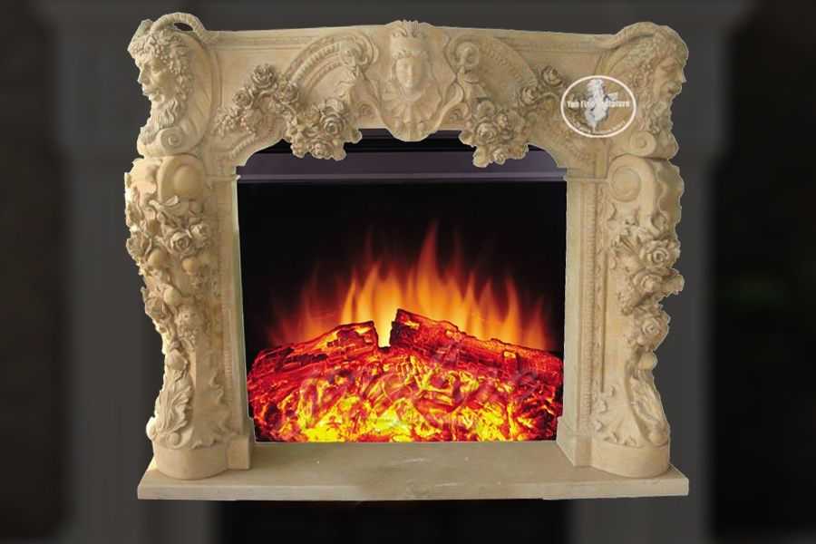 Classical design decorative beige marble fireplace mantel on sale