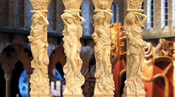 Classical four seasons beige marble columns for decoration ATSC-04