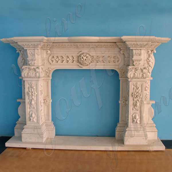 Custom Made Ornate Marble Fireplace Cast Stone Fireplace Surround Design for Sale--MOKK-143