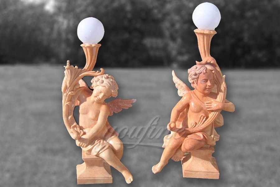 Decoration marble angel lamp statue for garden