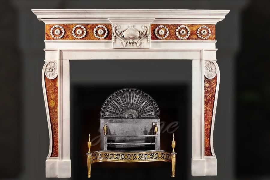 Decorative Georgian multi color marble fireplace frame for sale