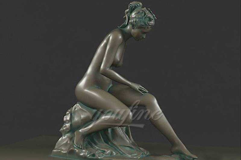 Decorative Life Size Outdoor Sitting Sexy Bronze Girl Nude Statues