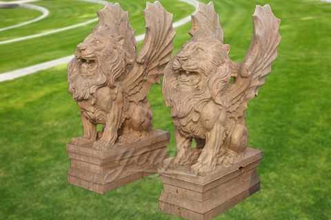 Decorative garden outdoor marble flying lion statues MAWL-10