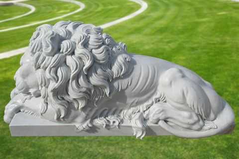 Decorative garden outdoor marble sleeping lion sculpture