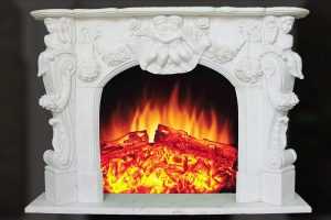 indoor marble fireplace frame with angel