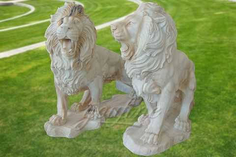 Decorative natural carved marble lion sculpture