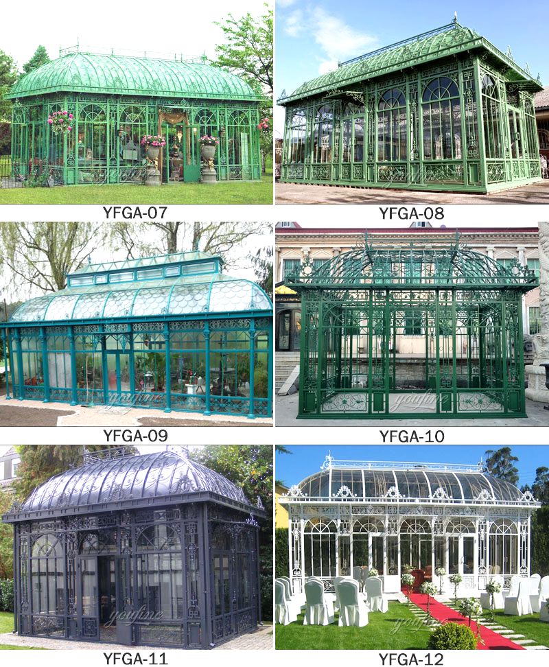 Different styles of wrought Iron Green House