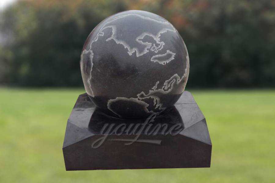 Gorgeous Stone Rolling Sphere Limestone Water Fountain with World Map Figure MFBF-02