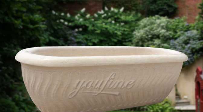 Factory beige marble natural stone bath tub on sale