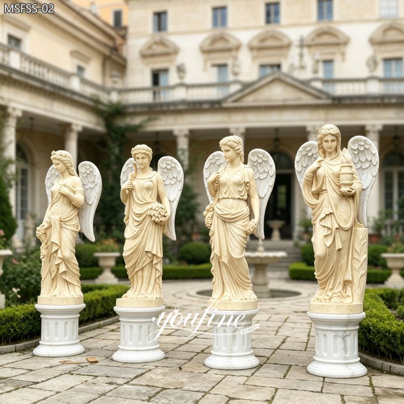 Four Seasons Angel Statues with Pedestals