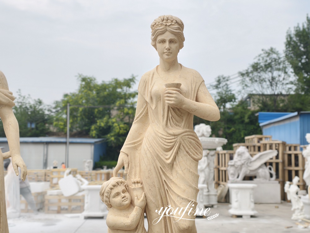 Four Seasons Statues with Cherubs details