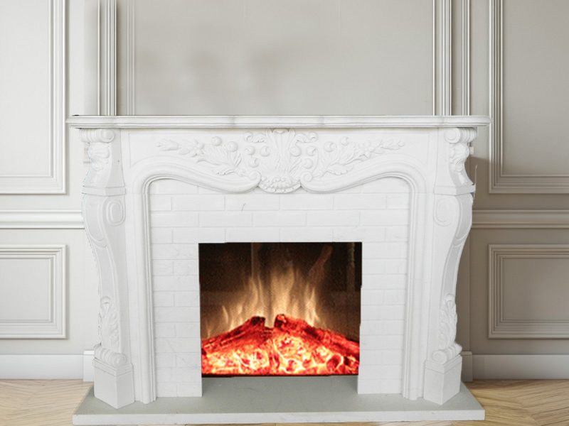 French Style White Marble Fireplace Mantel from Factory