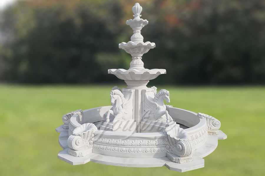 Garden White Marble Horse Water Fountain For Sale MOKK-84