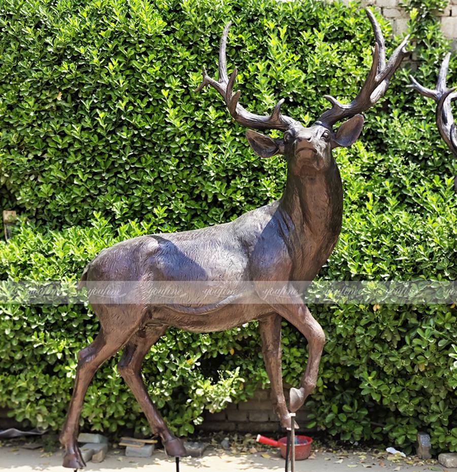 Garden brass deer sculpture