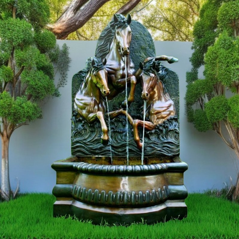 Garden bronze horse fountain
