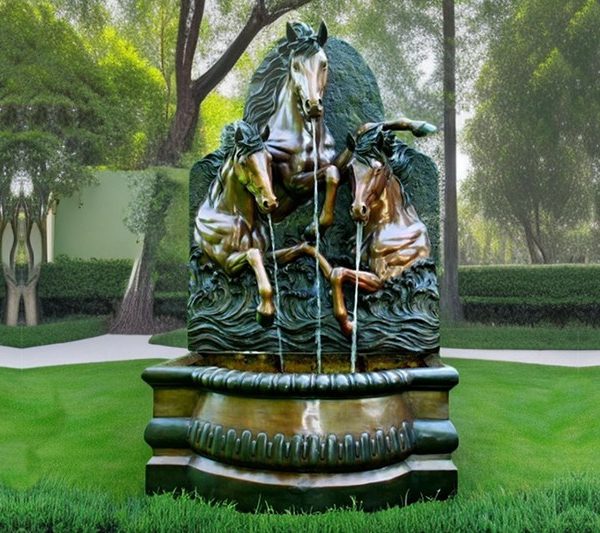 Garden bronze wall fountain