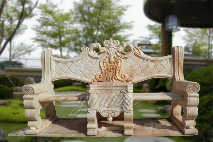 Garden hand carving yellow marble chair