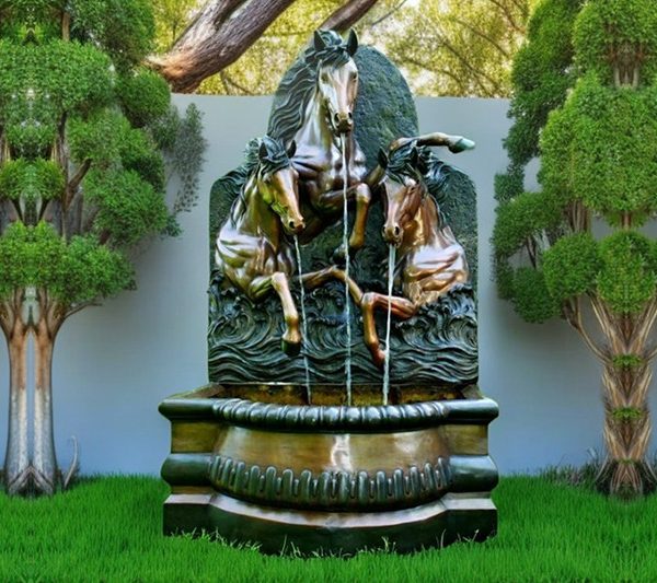 Casting Horse Bronze Wall Fountain Garden Decorative