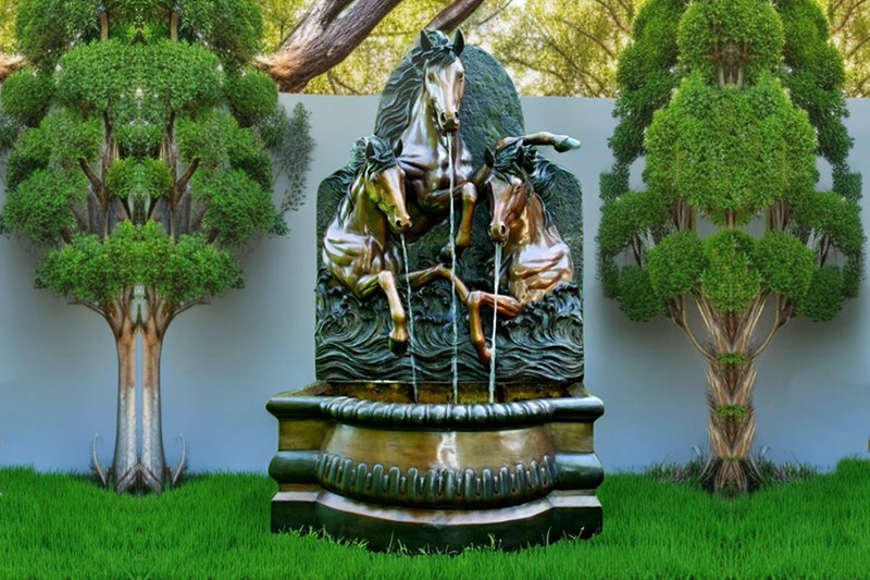 Casting Horse Bronze Wall Fountain Garden Decorative