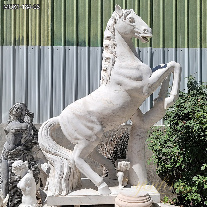 Garden outdoor marble horse statue