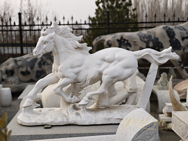 Garden outdoor marble horse statue